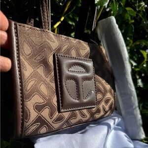 NWT BRAND NEW TELFAR JACQUARD MONOGRAM MINI SHOPPER BAG (CHOCOLATE )